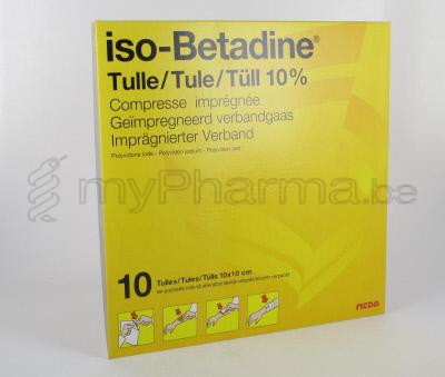 ISOBETADINE TULLE 10% 10CM X 10CM 10 COMPRESSES (médicament)