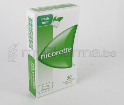 NICORETTE FRESHMINT 2 MG 30 GOMMES À MÂCHER  (médicament)
